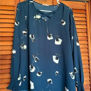 Maurices Dark Teal Floral Blouse